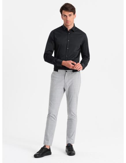 Levně Pánská košile SLIM FIT ze saténové tkaniny černá