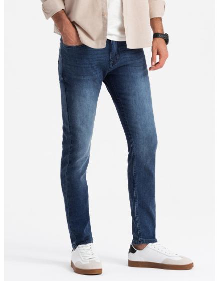 Levně Pánské přiléhavé džínové kalhoty SLIM FIT s elastanem - modré