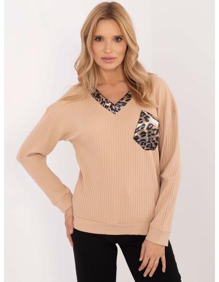 Levně Velbloudí halenka s leopardími vsadkami