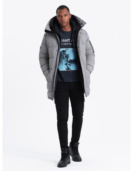 Levně Pánská outdoorová dlouhá bunda parka - šedá V2