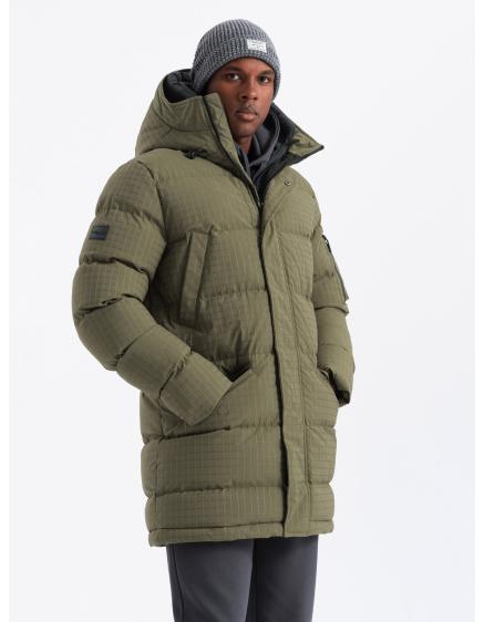 Levně Pánská outdoorová dlouhá bunda parka - olivová V4
