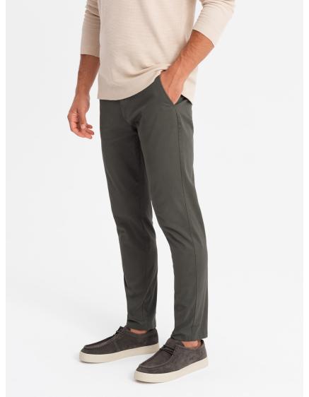 Levně Pánské jednotné chino kalhoty REGULAR FIT - khaki barva