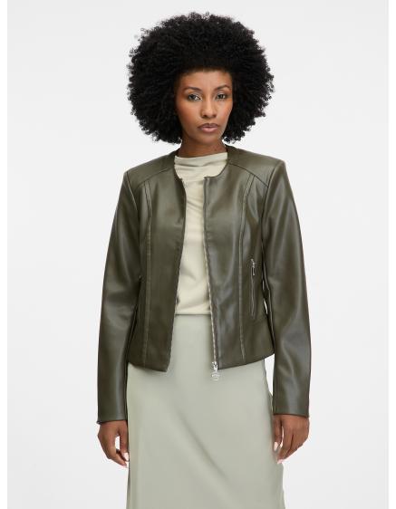 Khaki dámská koženková bunda