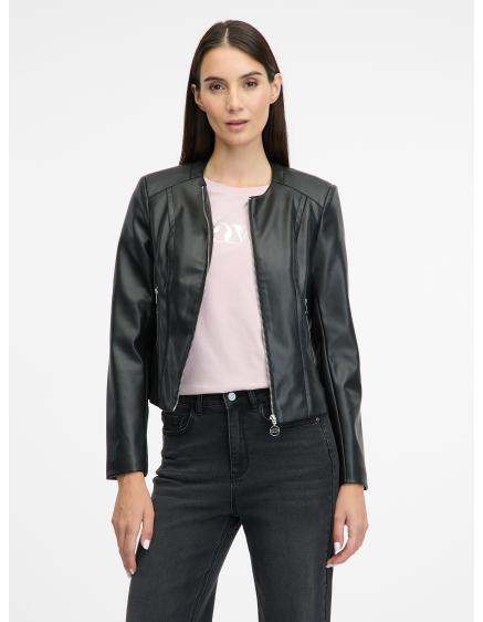 Černá dámská koženková bunda