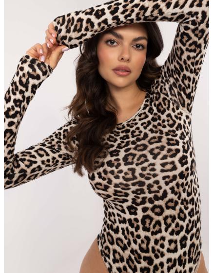 Levně Béžovo-černé dámské body s leopardím vzorem