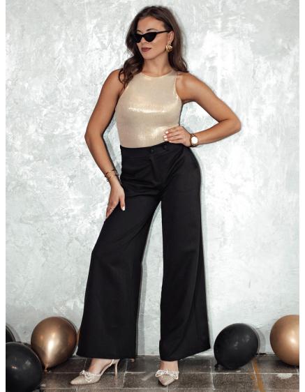 Levně Dámské široké kalhoty ELEGAFIT černé