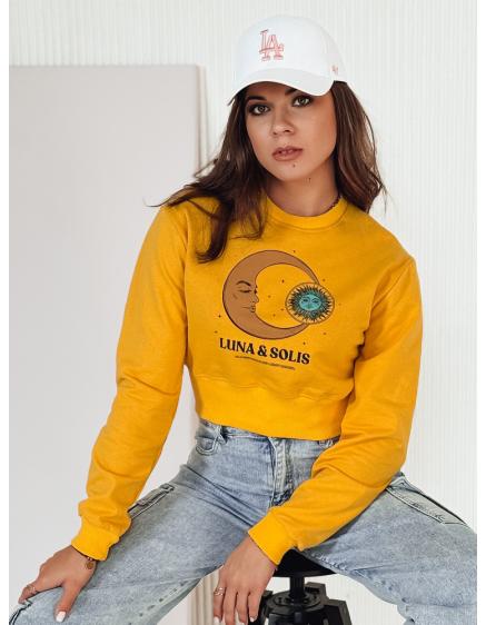 Levně Dámská mikina LUNA crop top žlutá