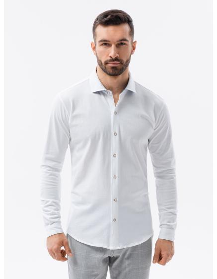 Levně Pánské tričko SLIM FIT z ozdobné tkaniny - modré V1