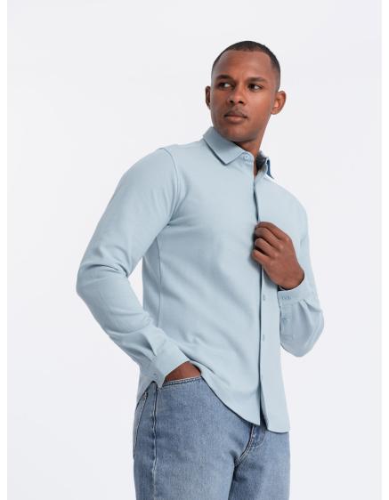 Levně Pánská košile SLIM FIT z ozdobné tkaniny - modrá V1
