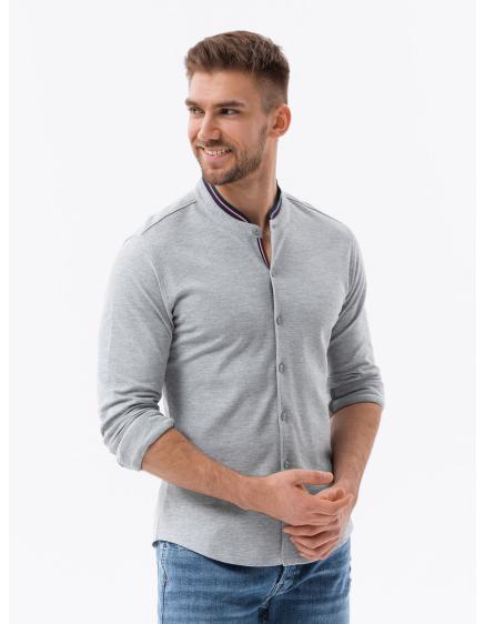 Levně Pánská SLIM FIT košile z dekorativní látky - modrá V1