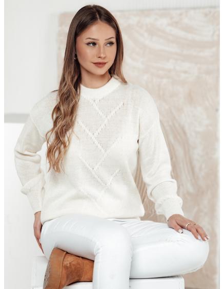 Levně Dámský oversize svetr FEMWEAVE ecru