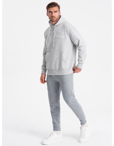 Levně Pánské tepláky joggers - šedý melír V3