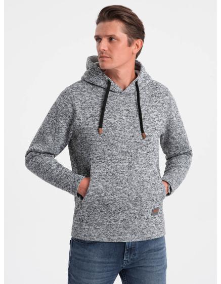 Levně Pánská nepromokavá klokaní mikina s kapucí - šedý melír V1