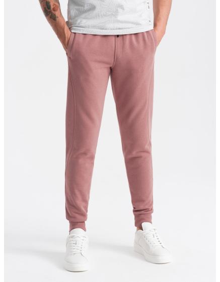 Levně Pánské bavlněné tepláky BASIC jogger - tmavě růžové V4