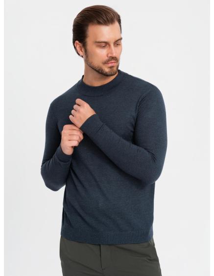 Levně Pánský pletený svetr RELAXED FIT se vzory - tmavě modrý V1