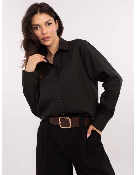Levně Černá dámská košile oversize s rozparky