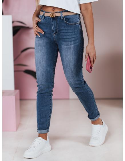 Levně Dámské jeansové kalhoty slim fit střední FLEXI tmavě modrá