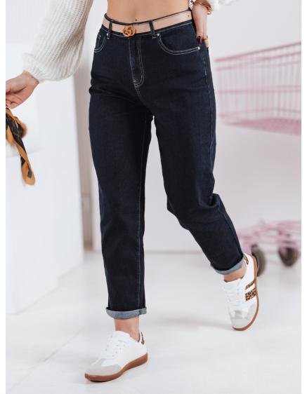 Levně Dámské džínové kalhoty mom fit STRAIGHTY tmavě modré