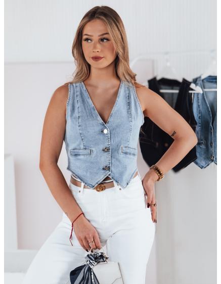Levně Dámská krátká džínová vesta BLUEGEM