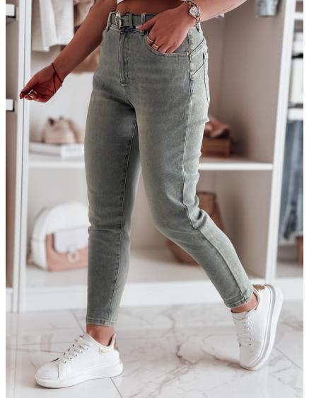 Levně Dámské kalhoty slim fit džíny s páskem SLIMFIZ modré