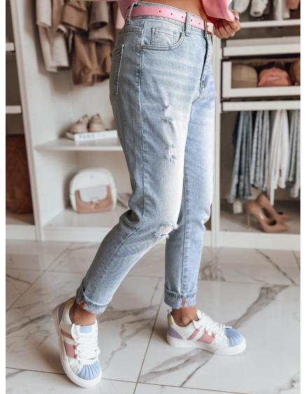 Levně Dámské džínové kalhoty mom fit DEMILOVE modré