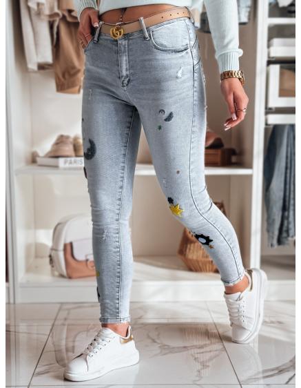 Levně Dámské džíny skinny s výšivkou MOONAIR modré