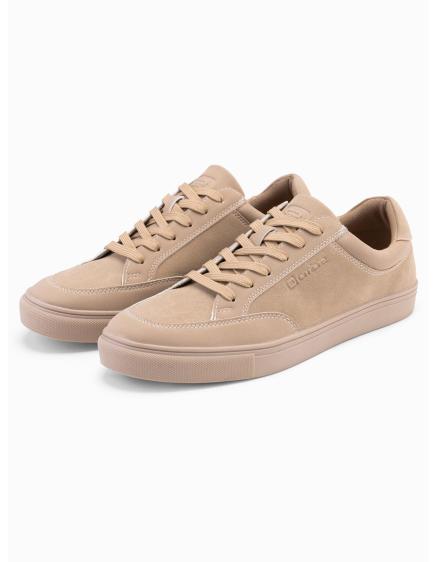 Levně Jednobarevné pánské boty ve streetwearovém stylu – pískové V1 OM-FOTL-0183