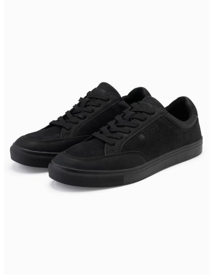 Levně Jednobarevné pánské boty ve streetwearovém stylu – černé V3 OM-FOTL-0183