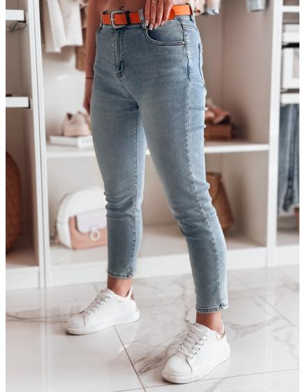 Levně Dámské jeansové kalhoty slim fit s páskem CURVITA modré
