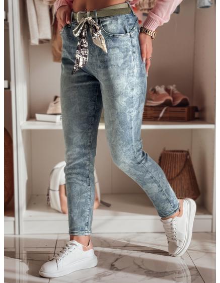 Levně Dámské slim fit džíny kalhoty s páskem FLORETTA modré