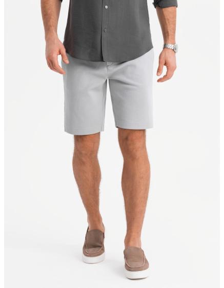 Levně Pánské krátké šortky SLIM FIT ze strukturovaného melanžového úpletu - černé V2 OM-SRCS-0166