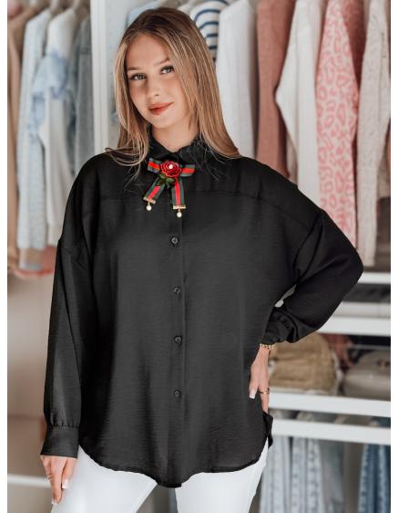 Levně Dámská košile oversize s motýlkem LOSANDO černá