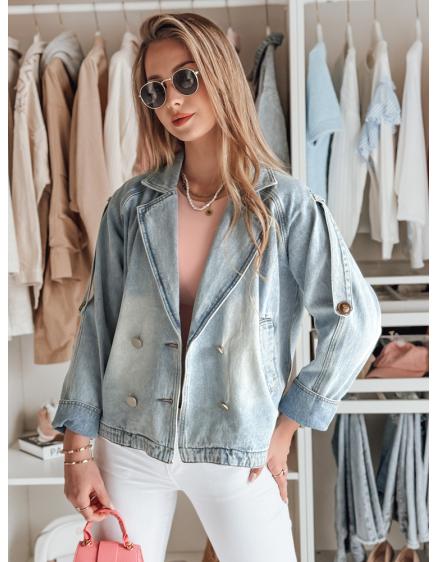 Levně Dámská džínová bunda oversize OVERSOLI modrá