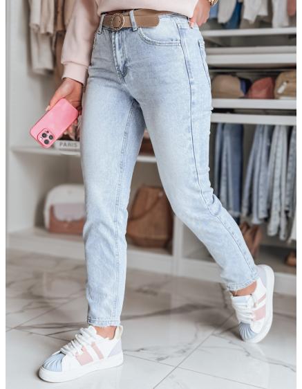 Levně Dámské džíny slim fit kalhoty s páskem NEOPASS modré