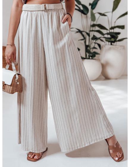 Levně Dámské kalhoty se širokými nohavicemi a páskem SUMMERLINE béžové