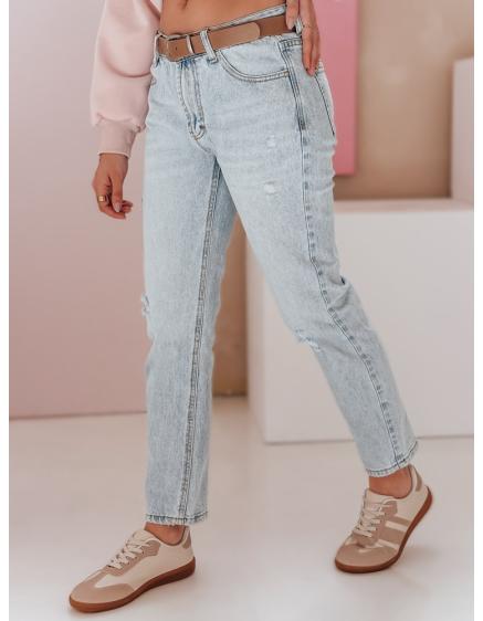 Levně Dámské slim fit džíny kalhoty s páskem SLIMLEN modré