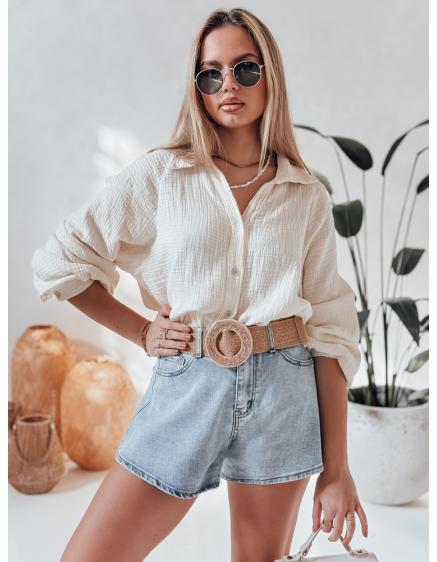 Levně Dámské džínové kraťasy s páskem HOT LIGHT modrá