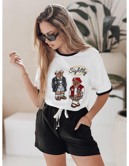 Levně Dámské tričko nadměrné velikosti s výšivkou CLASSY TEDDY bílá
