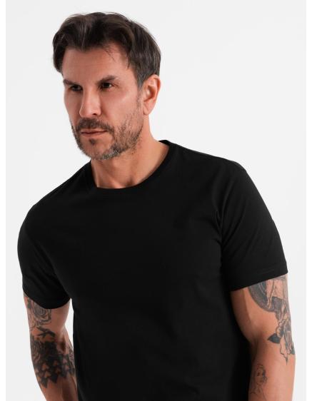 Levně Klasické pánské bavlněné tričko BASIC – černé V1 OM-TSBS-0236
