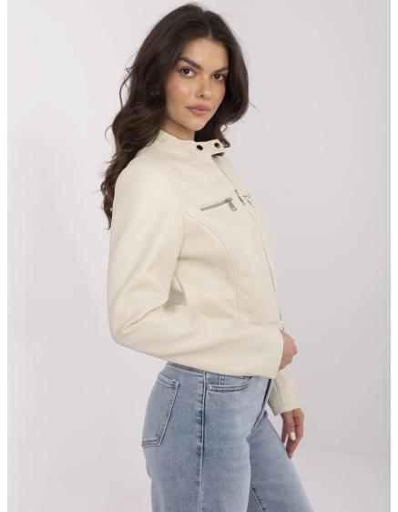 Bežová krátká bunda s zipem