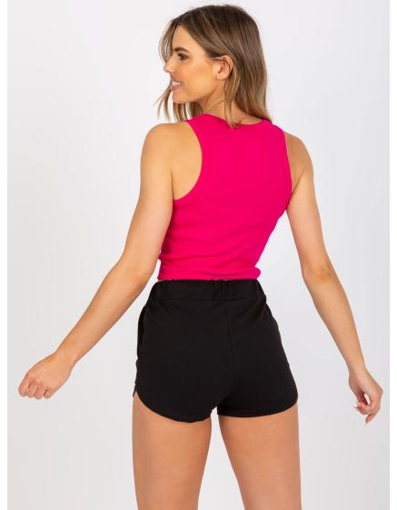 Levně Fuchsiový bavlněný top basic s pruhy