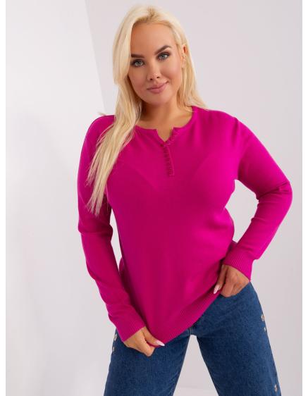 Levně Fluo růžový oversize svetr s ozdobnými knoflíky