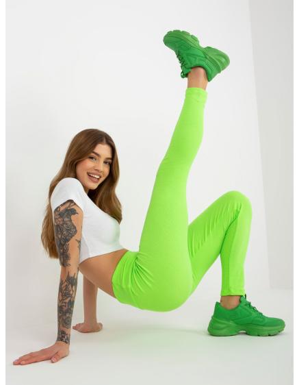 Levně Fluo zelené basic legíny s pruhy