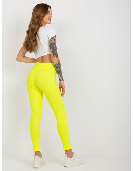Levně Fluo žluté bavlněné legíny basic s pruhy