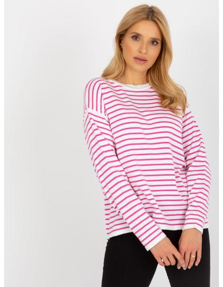 Levně Fuchsiový dlouhý svetr plus size se vzory