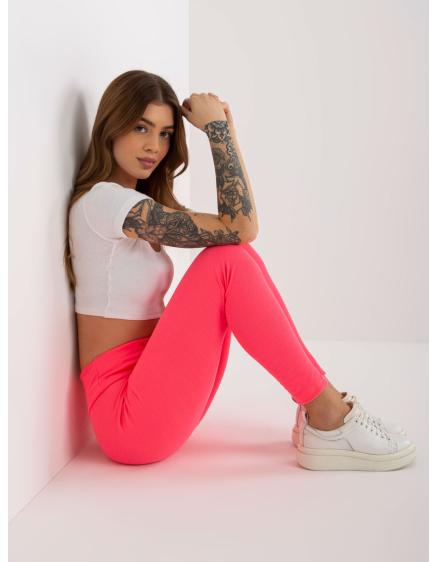 Levně Fluo růžové pruhované legíny basic z bavlny