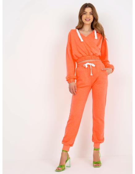 Levně Fluo oranžový teplákový komplet basic s kalhotami