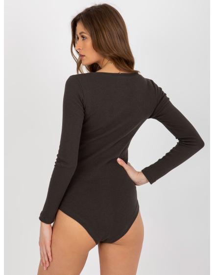 Levně Khaki pruhované body basic s dlouhým rukávem