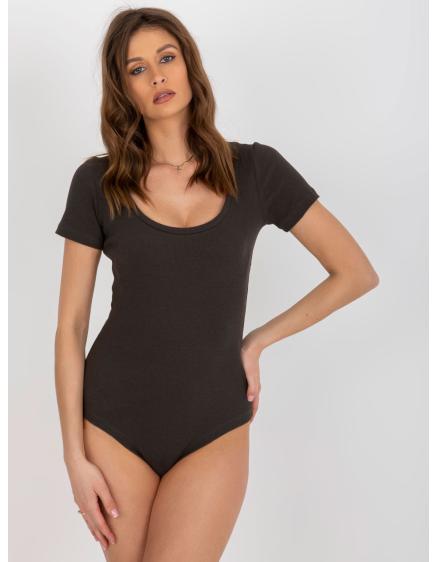 Levně Khaki bavlněné body basic s pruhy