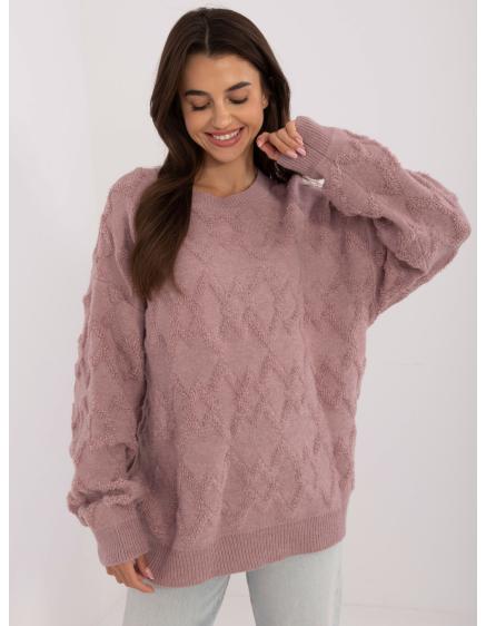 Levně Fuchsiový oversize svetr s krátkými rukávy